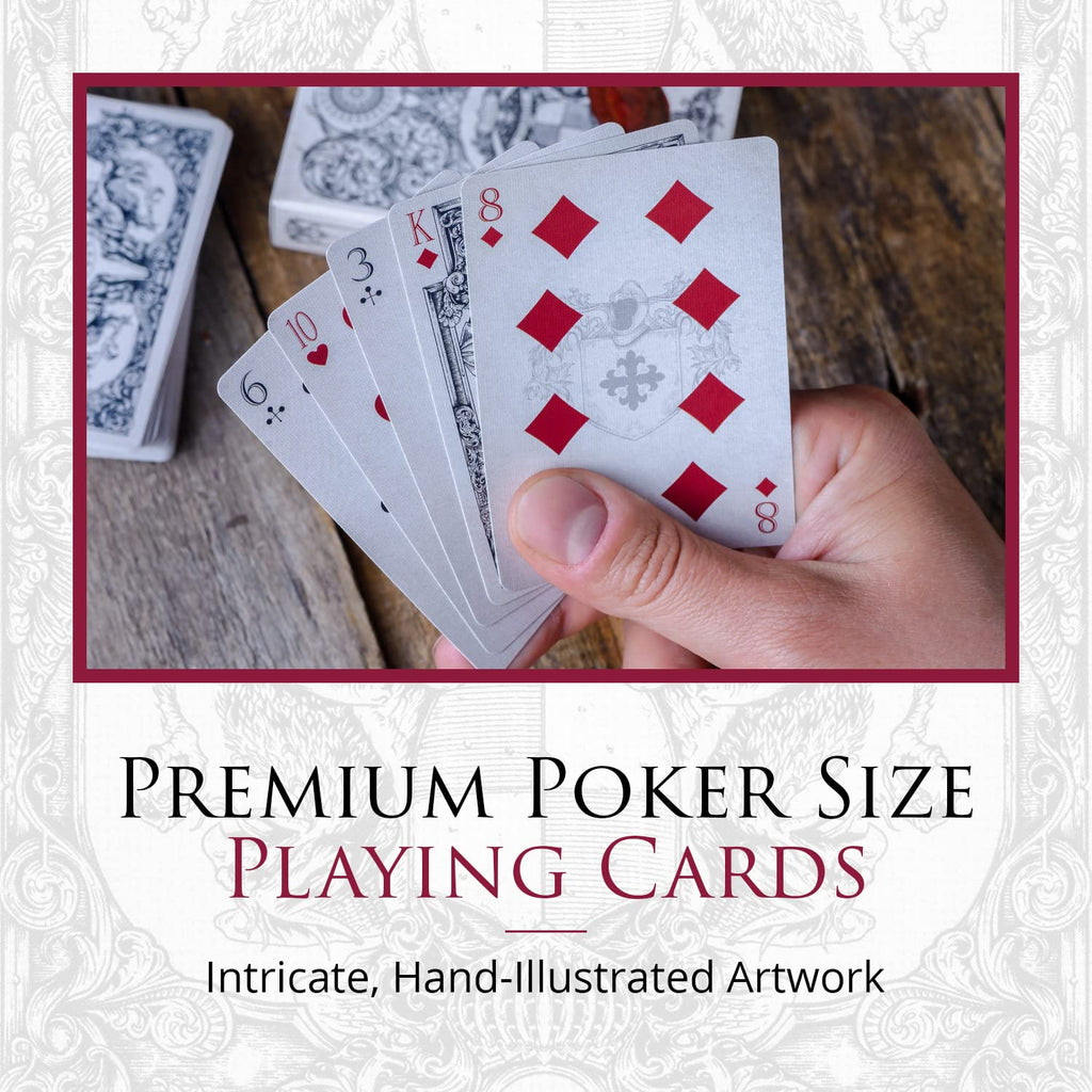 Medieval Playing Cards with Red Wax Seal & Free eBook – Premium Black Poker Deck by Elephant Playing Cards