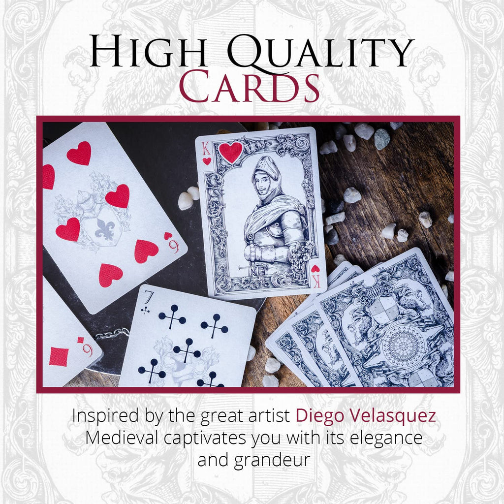 Medieval Playing Cards with Red Wax Seal & Free eBook – Premium Black Poker Deck by Elephant Playing Cards