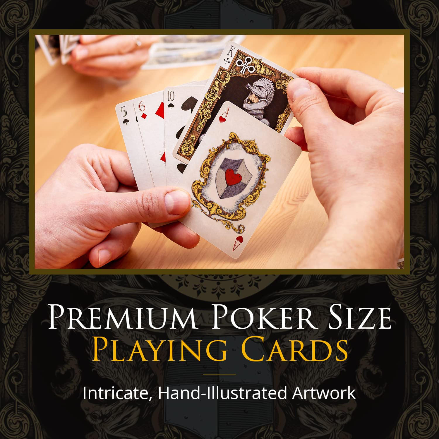 Medieval Playing Cards with Wax Seal & Free eBook – Black Poker Deck by Elephant Playing Cards