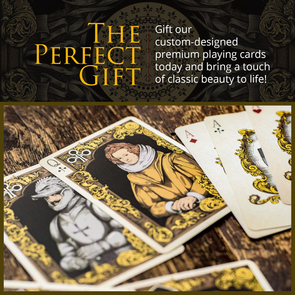 Medieval Playing Cards with Wax Seal & Free eBook – Black Poker Deck by Elephant Playing Cards