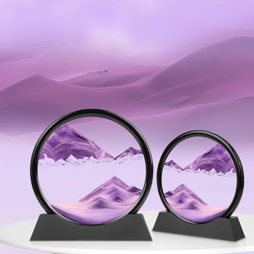 Meeitec 7-Inch Purple Moving Sand Art – 3D Liquid Motion Sandscape for Desk Relaxation