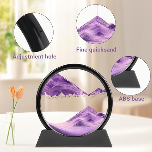 Meeitec 7-Inch Purple Moving Sand Art – 3D Liquid Motion Sandscape for Desk Relaxation