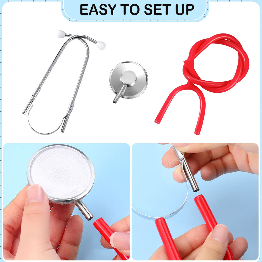 meekoo 2-Pack Kids Stethoscopes - Real Working Toy for Doctor Role Play (Red & Blue)