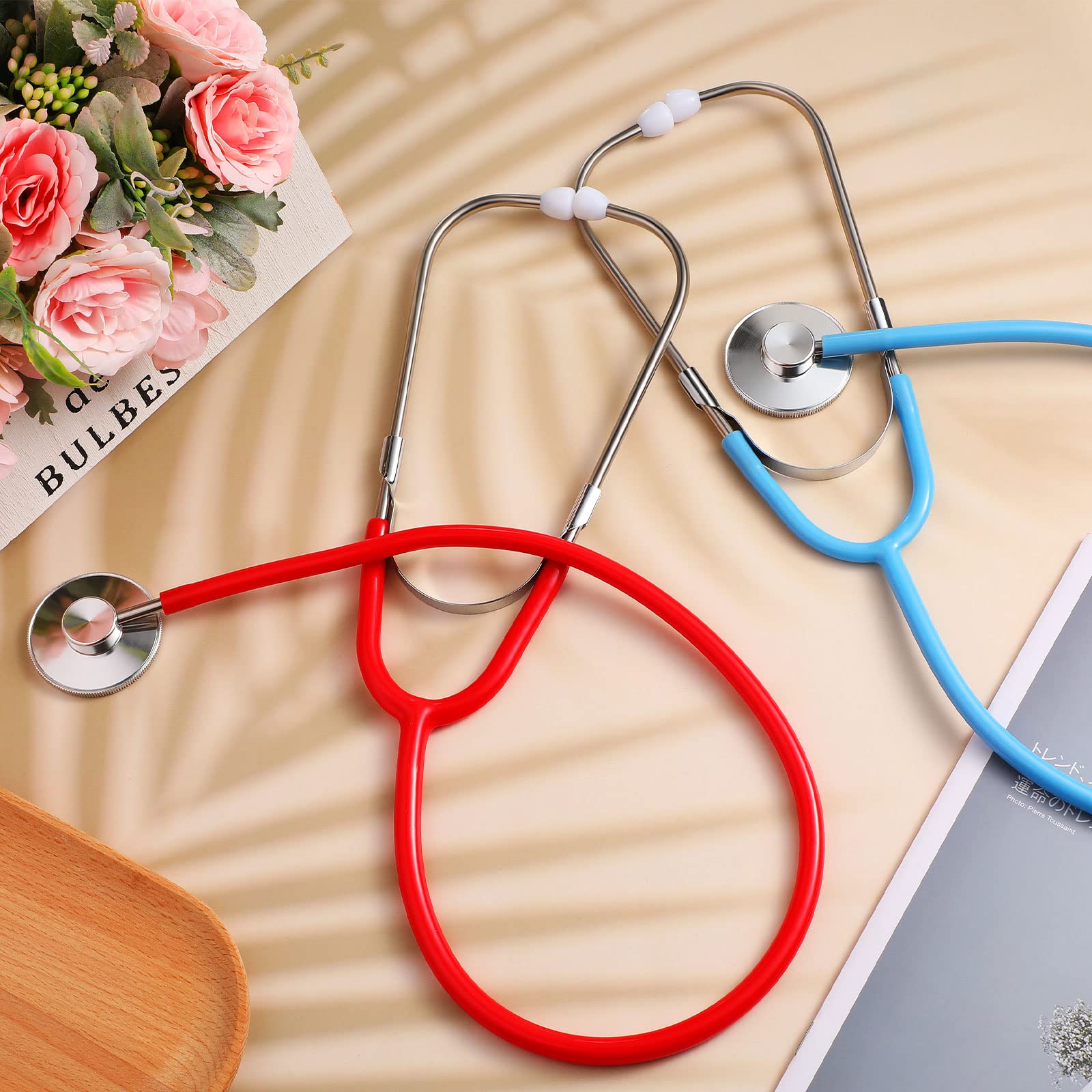 meekoo 2-Pack Kids Stethoscopes - Real Working Toy for Doctor Role Play (Red & Blue)
