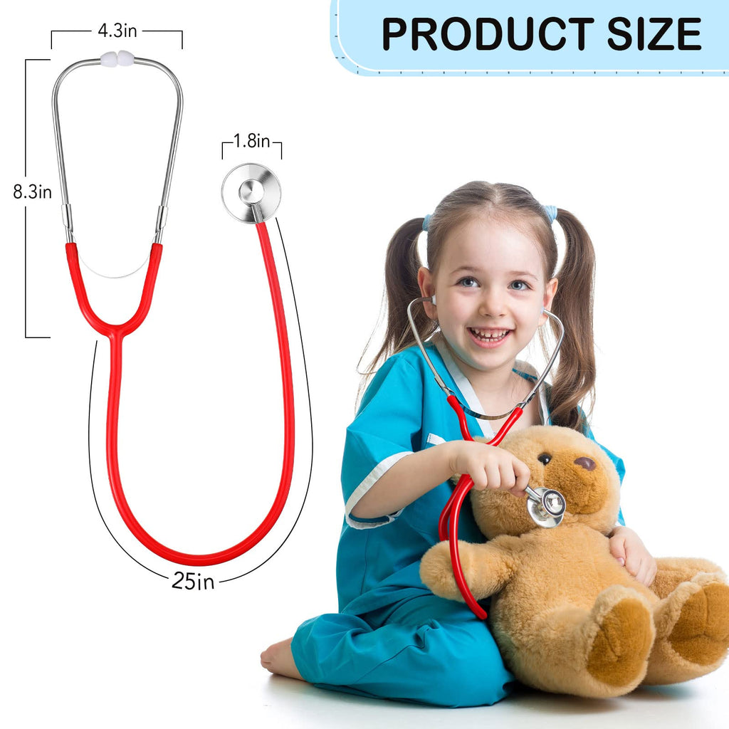 meekoo 2-Pack Kids Stethoscopes - Real Working Toy for Doctor Role Play (Red & Blue)