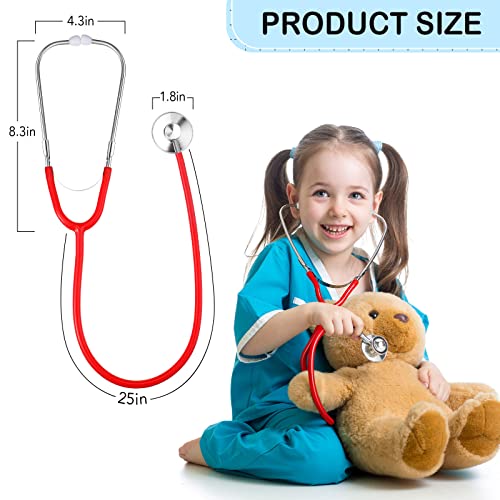 meekoo 2-Pack Kids Stethoscopes - Real Working Toy for Doctor Role Play (Red & Blue)