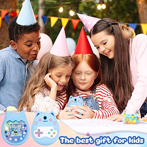 Meetikar Silicone Cover for Tamagotchi Pix – Blue Protective Sleeve with Finger Lanyard