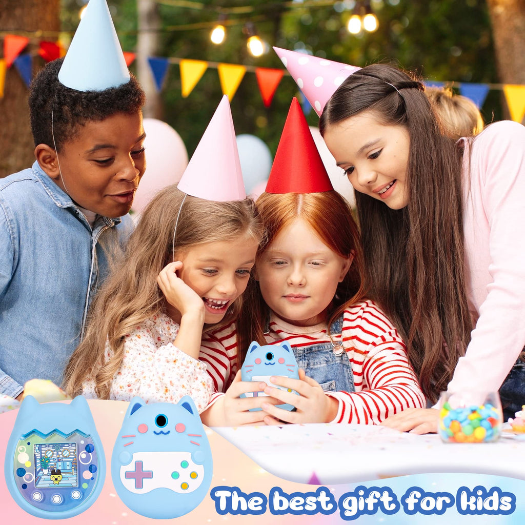 Meetikar Silicone Cover for Tamagotchi Pix – Blue Protective Sleeve with Finger Lanyard