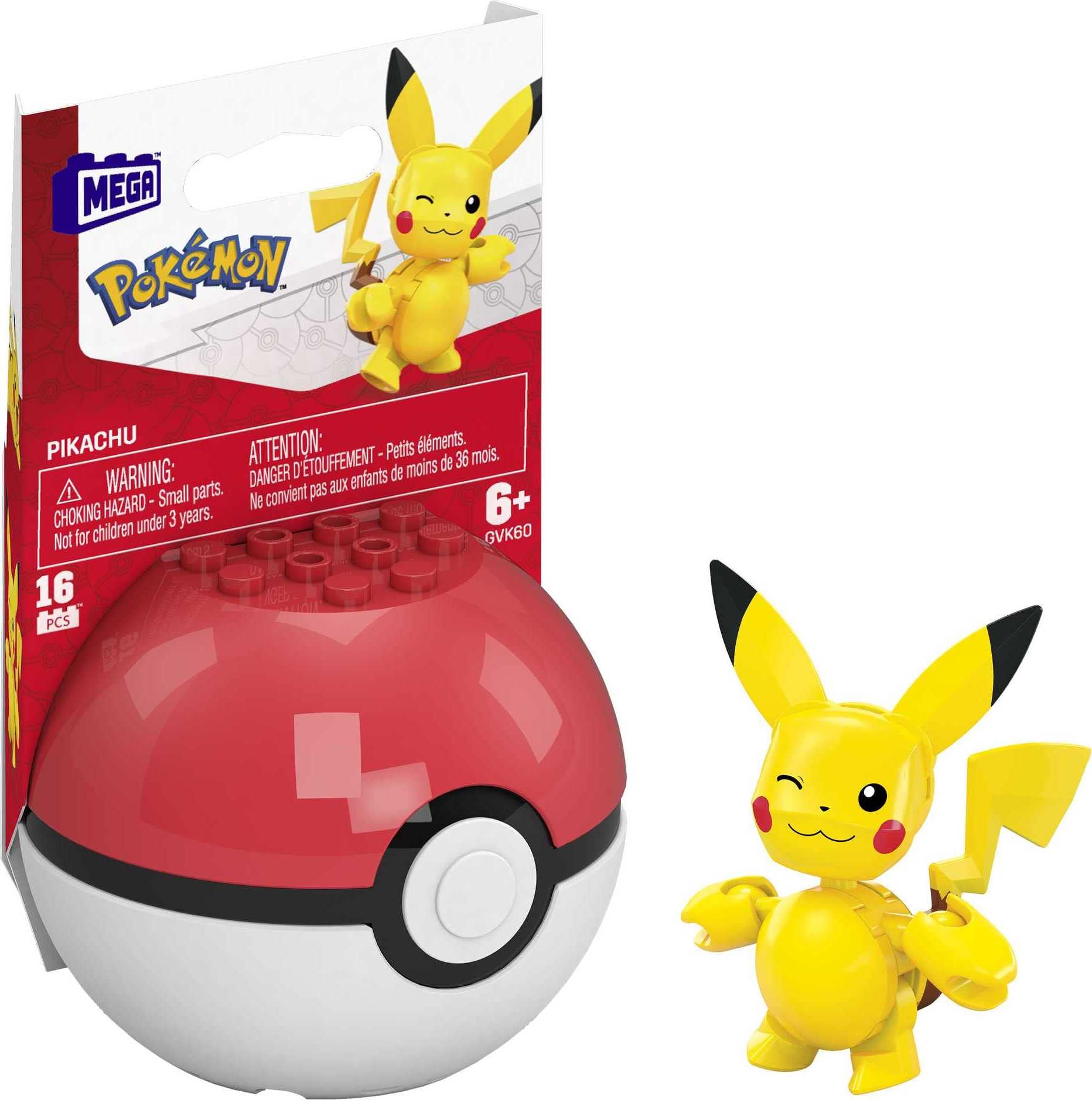 Mega Construx Pokémon Pikachu Building Set – 16-Piece Poseable Figure with Poké Ball Display (GVK60)