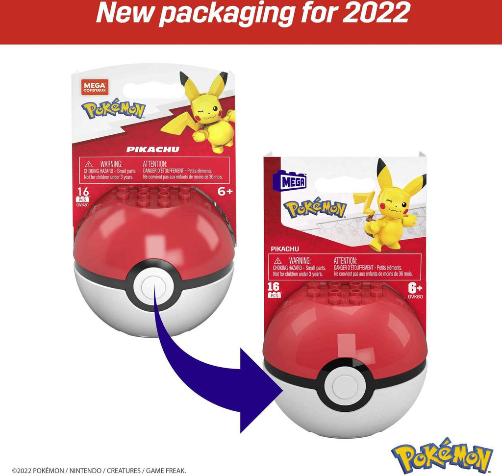 Mega Construx Pokémon Pikachu Building Set – 16-Piece Poseable Figure with Poké Ball Display (GVK60)