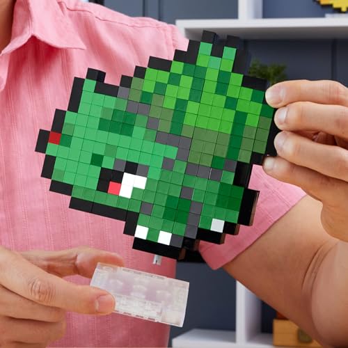 Mega Pokémon Bisasam Retro Look - 15 cm Buildable Pixel Art Figure with Wall Mount, Officially Licensed