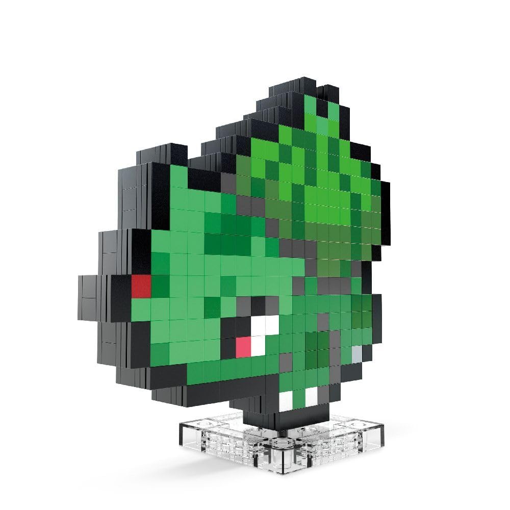 Mega Pokémon Bisasam Retro Look - 15 cm Buildable Pixel Art Figure with Wall Mount, Officially Licensed