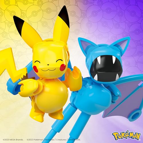 MEGA Pokémon Pikachu & Zubat Building Set with 2 Poké Balls, 40 Pieces, 2-Inch Figures for Kids Ages 7+