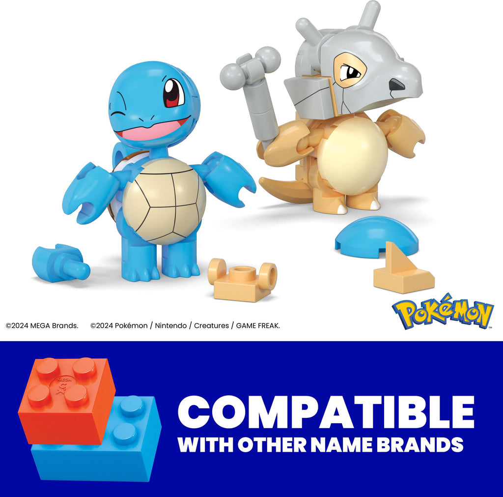 MEGA Pokémon Squirtle & Cubone Building Set – 45 Pieces, 2 Poseable Figures & Poké Balls