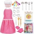 MEIDAYAI 23-Piece Kids Cooking Baking Set with Chef Hat & Apron – Pretend Play Kitchen Toys for 3-8 Year Old Girls