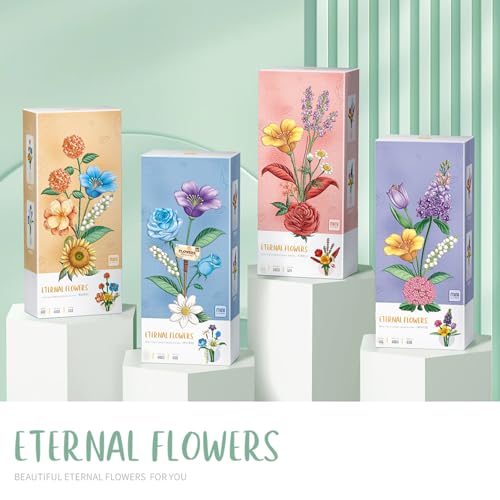 MEIEST Purple Flower Bouquet Building Blocks Set – Mini Bricks Plant Model for DIY Decor