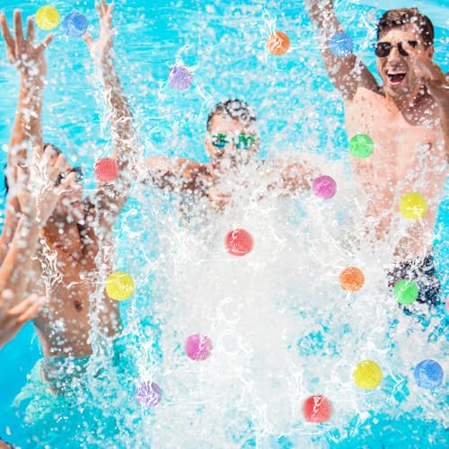 Meirrnyyu 140 Pcs Colorful Water Balls - Reusable Foam Sponge Balls for Pool, Beach, Outdoor Games (7 Colors)