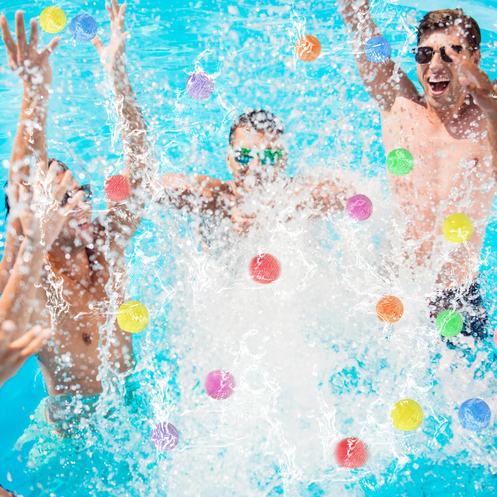 Meirrnyyu 140 Pcs Colorful Water Balls - Reusable Foam Sponge Balls for Pool, Beach, Outdoor Games (7 Colors)