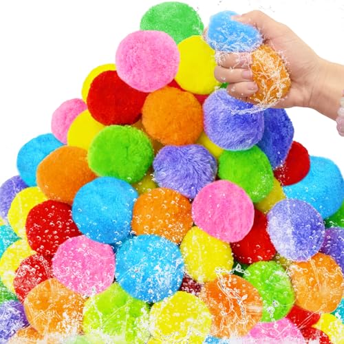 Meirrnyyu 140 Pcs Colorful Water Balls - Reusable Foam Sponge Balls for Pool, Beach, Outdoor Games (7 Colors)