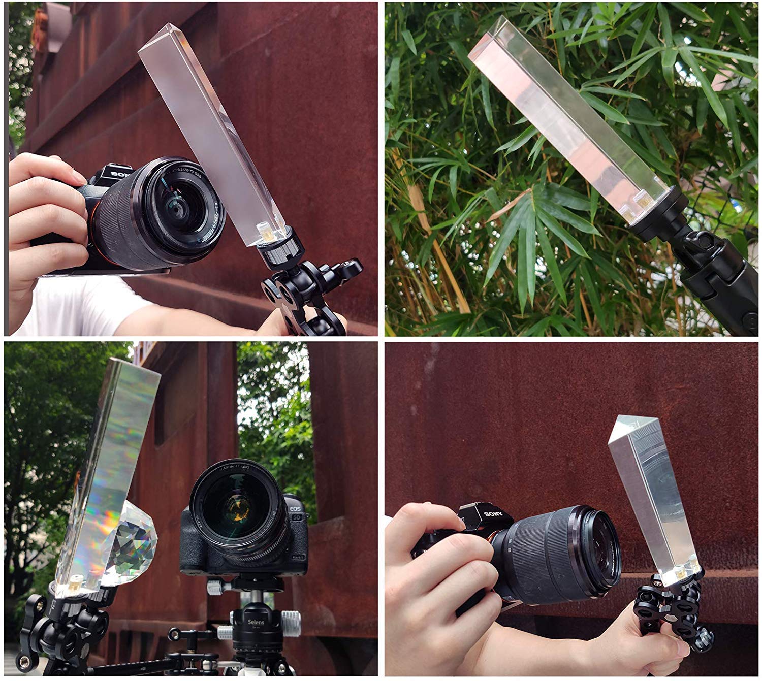 Meking Triangular Prism for Photography – K9 Optical Glass, 1/4" Threaded Mount, 5.12 Inches