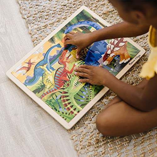 Melissa & Doug 24-Piece Wooden Dinosaur Jigsaw Puzzle with Tray