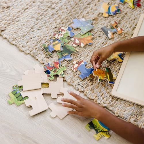 Melissa & Doug 24-Piece Wooden Dinosaur Jigsaw Puzzle with Tray