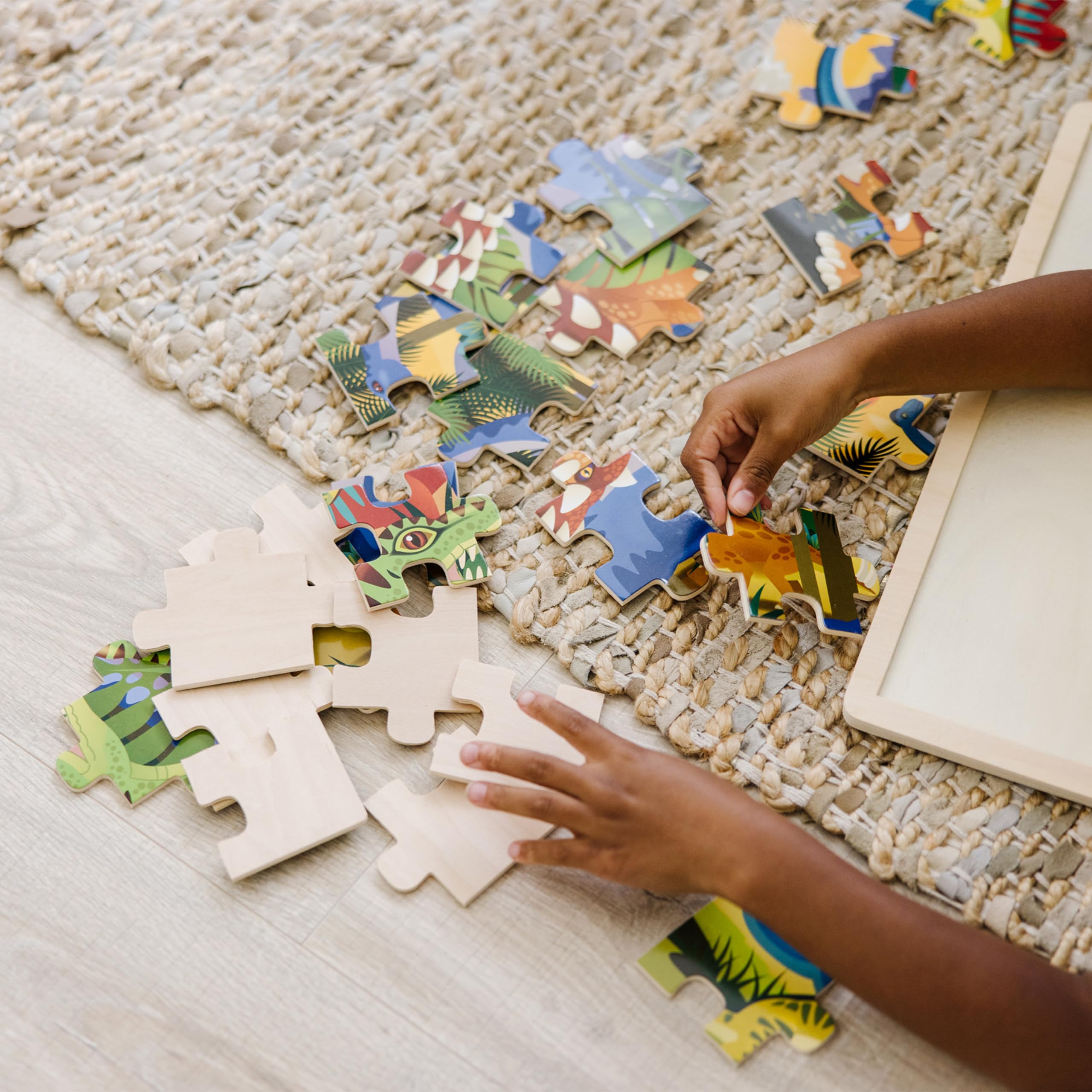 Melissa & Doug 24-Piece Wooden Dinosaur Jigsaw Puzzle with Tray