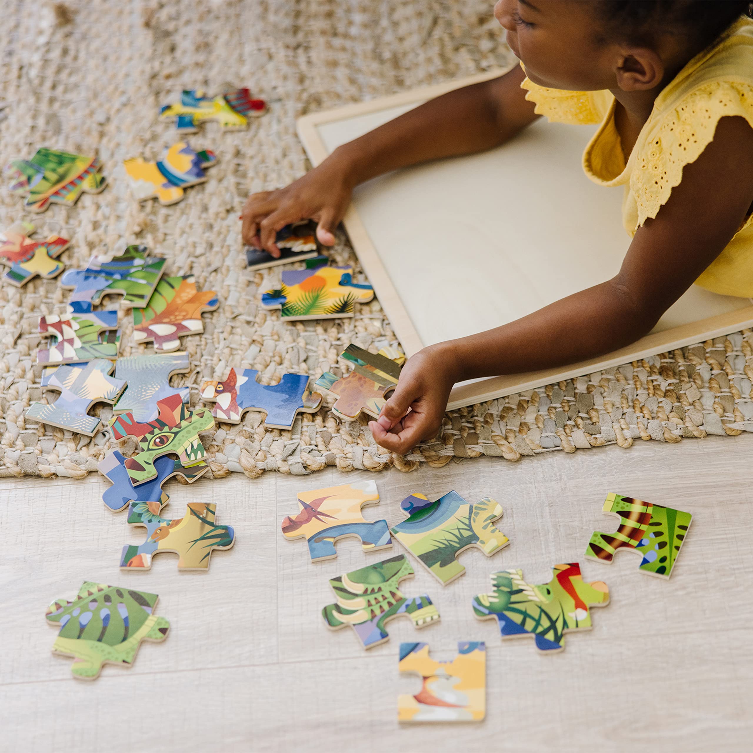 Melissa & Doug 24-Piece Wooden Dinosaur Jigsaw Puzzle with Tray