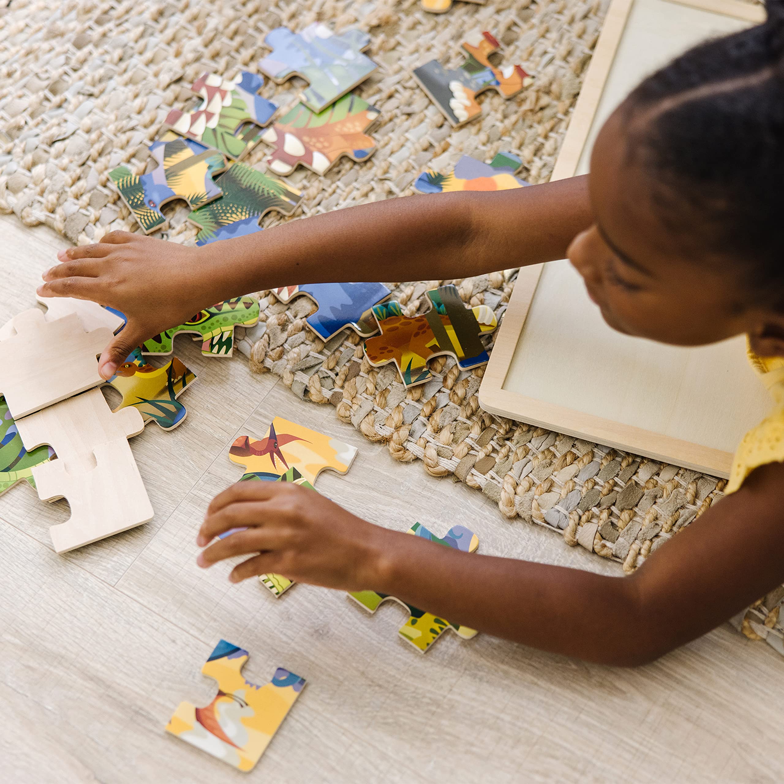 Melissa & Doug 24-Piece Wooden Dinosaur Jigsaw Puzzle with Tray