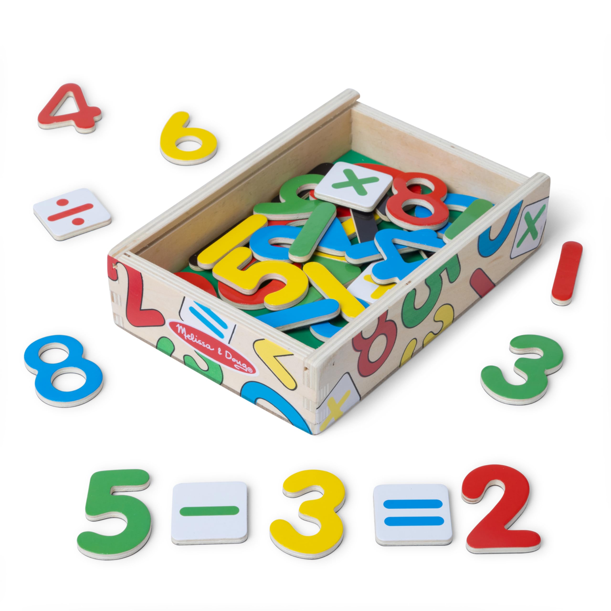 Melissa & Doug 37 Wooden Number Magnets – Numbers 0 to 20 with Math Signs in Wooden Box