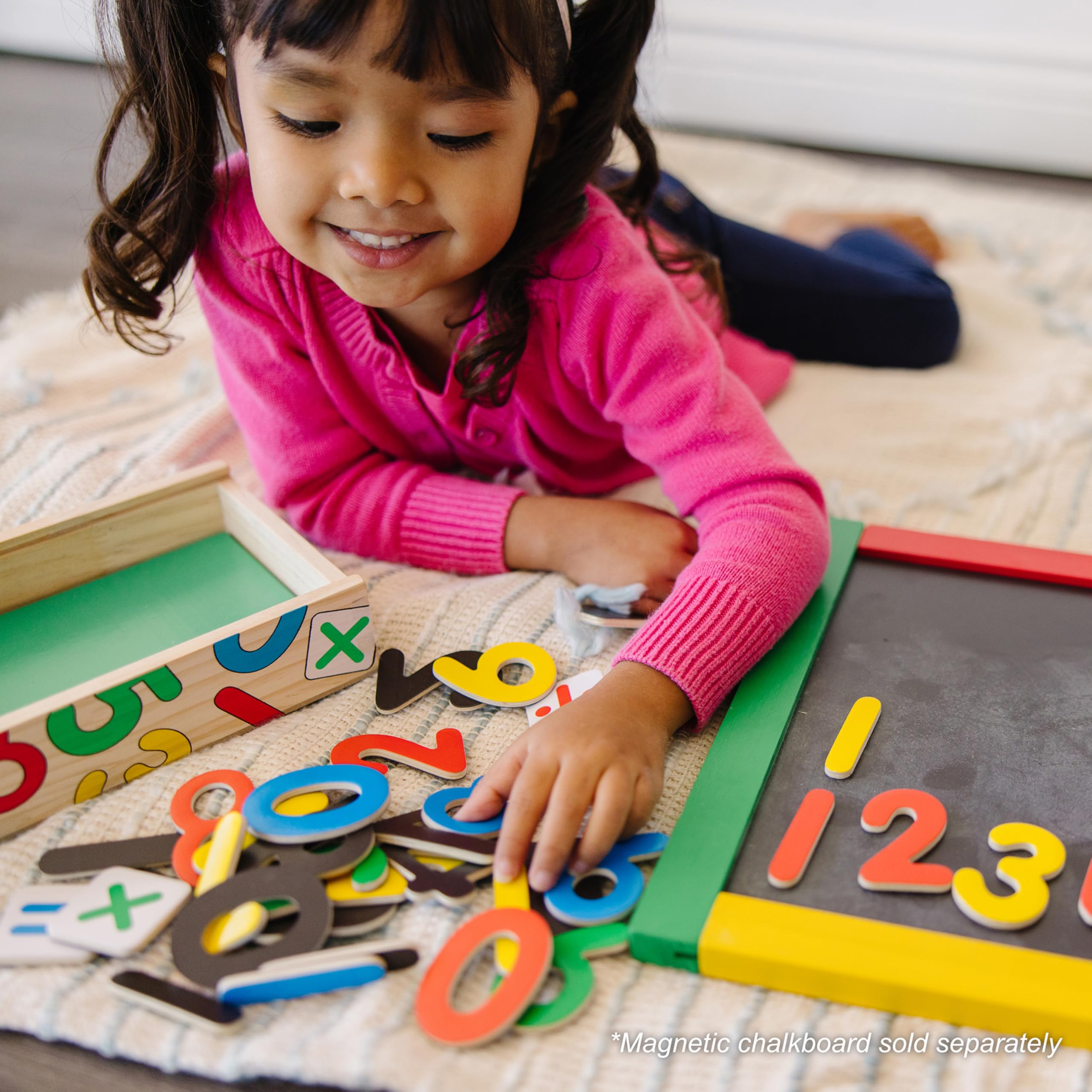 Melissa & Doug 37 Wooden Number Magnets – Numbers 0 to 20 with Math Signs in Wooden Box