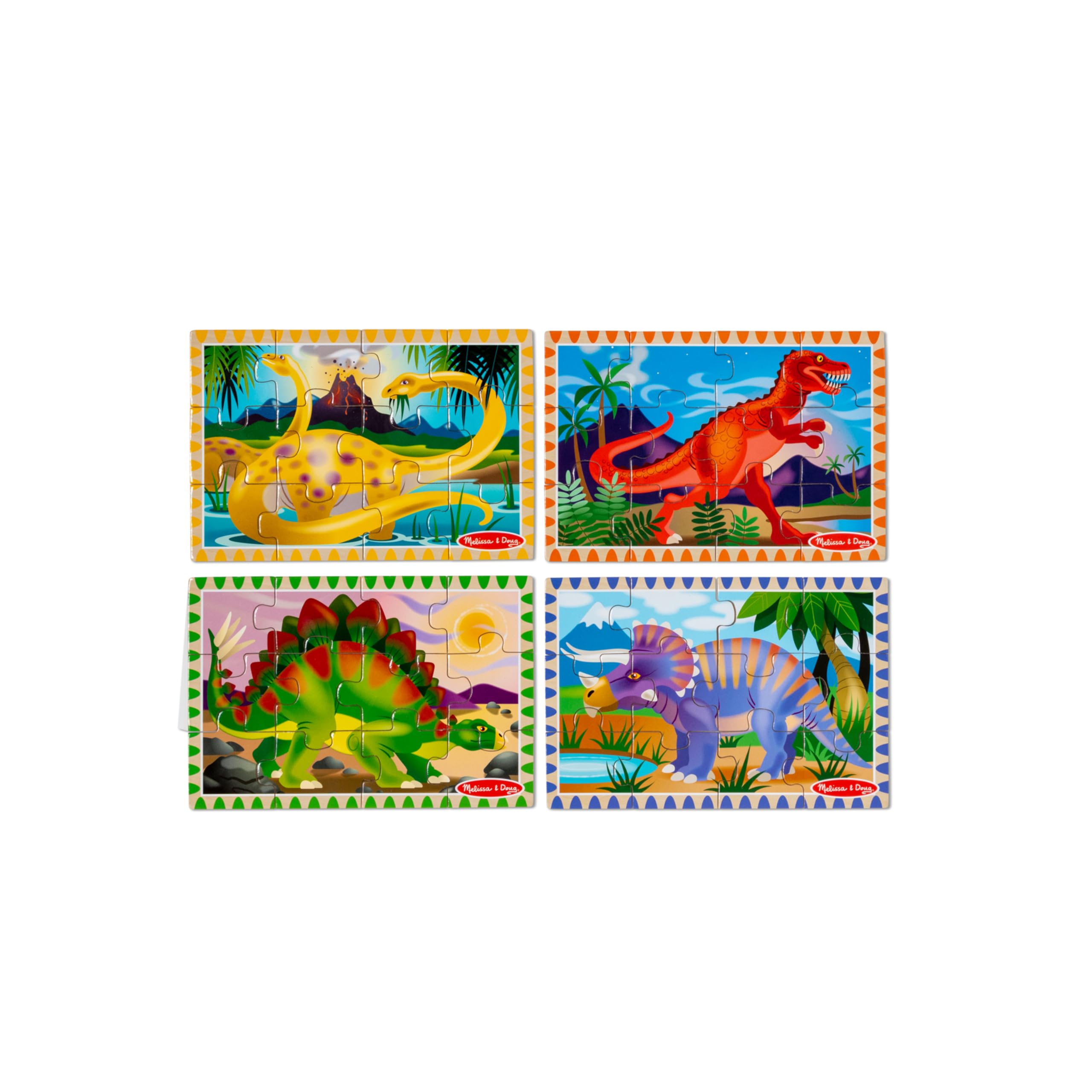 Melissa & Doug 4-in-1 Wooden Dinosaur Jigsaw Puzzles – 48 Pieces with Storage Box, Ages 3+