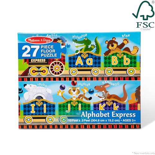 Melissa & Doug Alphabet Express Floor Puzzle: 27-Piece Jumbo Puzzle, 10 Feet Long, FSC Certified