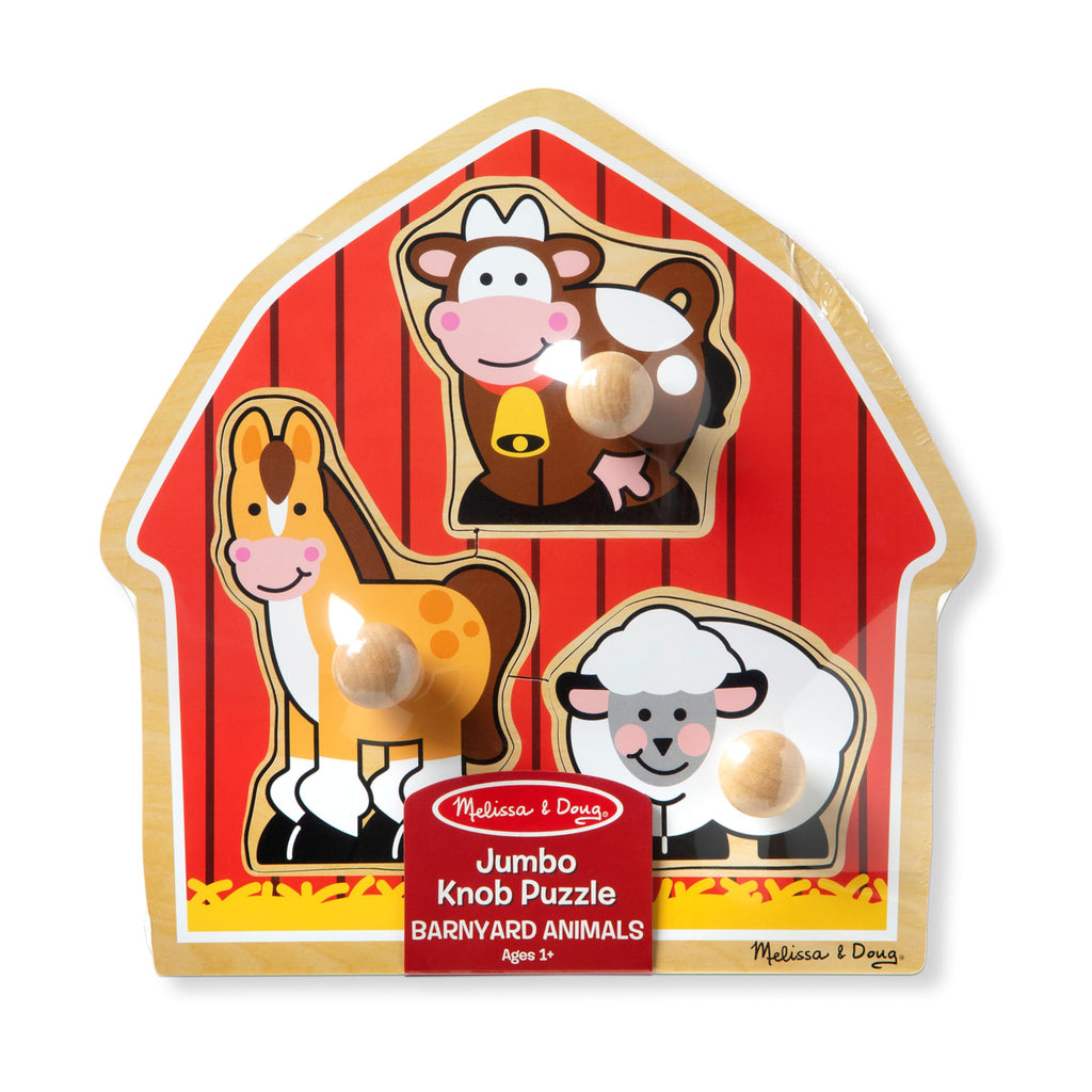Melissa & Doug Barnyard Animals Jumbo Knob Puzzle – Wooden Peg Puzzle for Toddlers Ages 1+