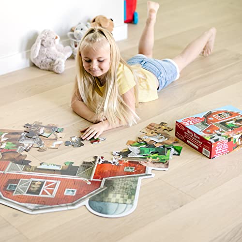 Melissa & Doug Busy Barn Shaped Jumbo Floor Puzzle – 32-Piece Barnyard Jigsaw for Kids Ages 3+ (FSC Certified)