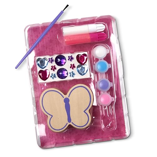 Melissa & Doug Butterfly Box Wooden Craft Kit with Paints, Gem Stickers, and Glitter Glue