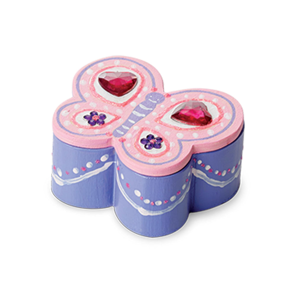 Melissa & Doug Butterfly Box Wooden Craft Kit with Paints, Gem Stickers, and Glitter Glue