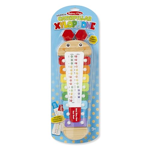 Melissa & Doug Caterpillar Xylophone – Wooden Musical Toy with Antenna Mallets, Ages 3-6, 15.25"