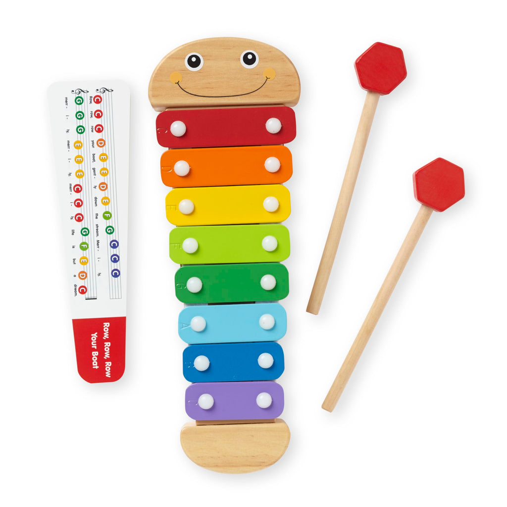 Melissa & Doug Caterpillar Xylophone – Wooden Musical Toy with Antenna Mallets, Ages 3-6, 15.25"