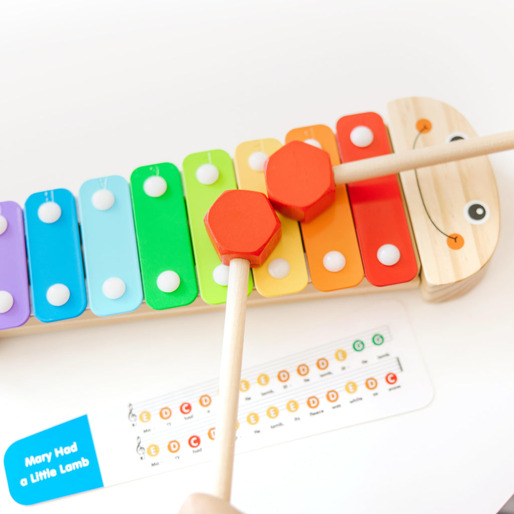 Melissa & Doug Caterpillar Xylophone – Wooden Musical Toy with Antenna Mallets, Ages 3-6, 15.25"