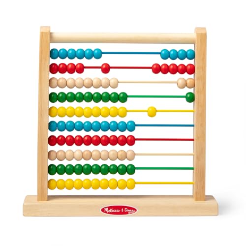 Melissa & Doug Classic Wooden Abacus – 100 Beads Counting Toy for Preschool Learning & Math Games