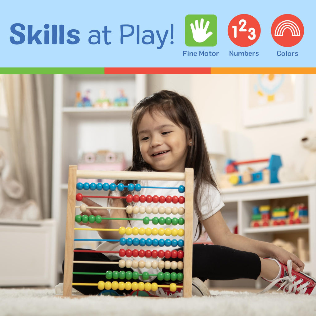 Melissa & Doug Classic Wooden Abacus – 100 Beads Counting Toy for Preschool Learning & Math Games