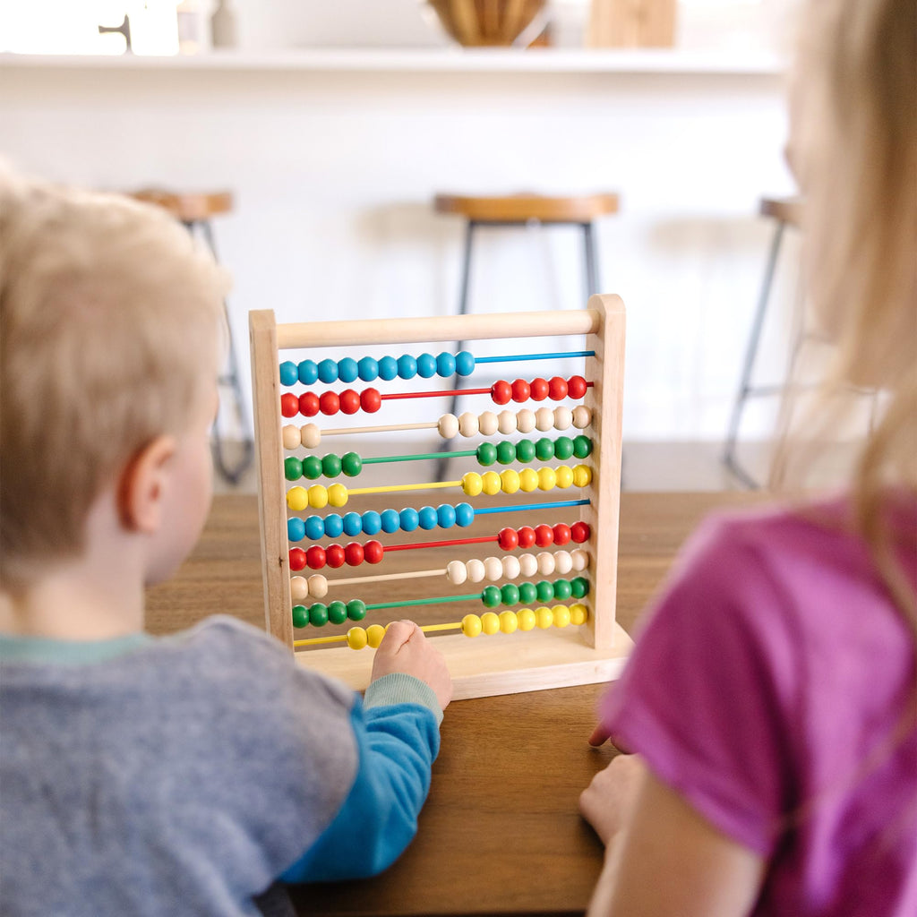 Melissa & Doug Classic Wooden Abacus – 100 Beads Counting Toy for Preschool Learning & Math Games