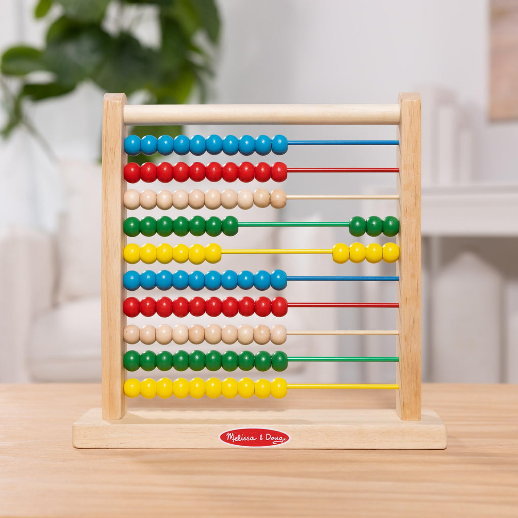 Melissa & Doug Classic Wooden Abacus – 100 Beads Counting Toy for Preschool Learning & Math Games