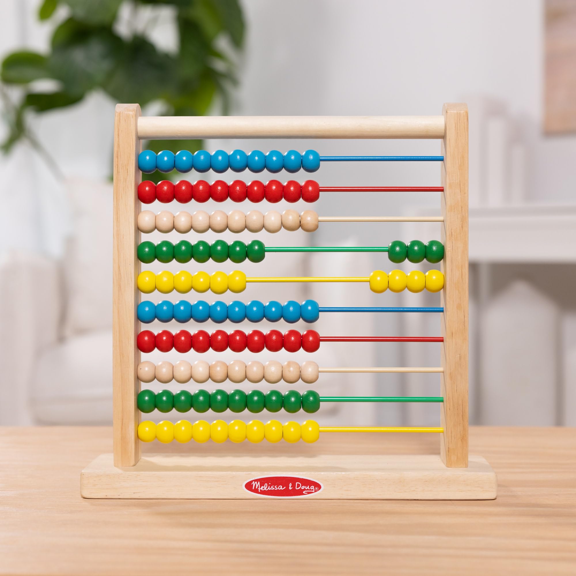 Melissa & Doug Classic Wooden Abacus – 100 Beads Counting Toy for Preschool Learning & Math Games