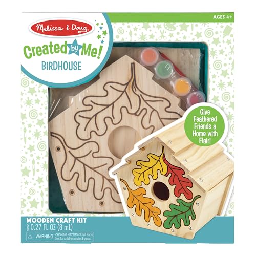 Melissa & Doug Created by Me! Birdhouse Kit – Build and Paint a Wooden Bird House for Kids Ages 4-7