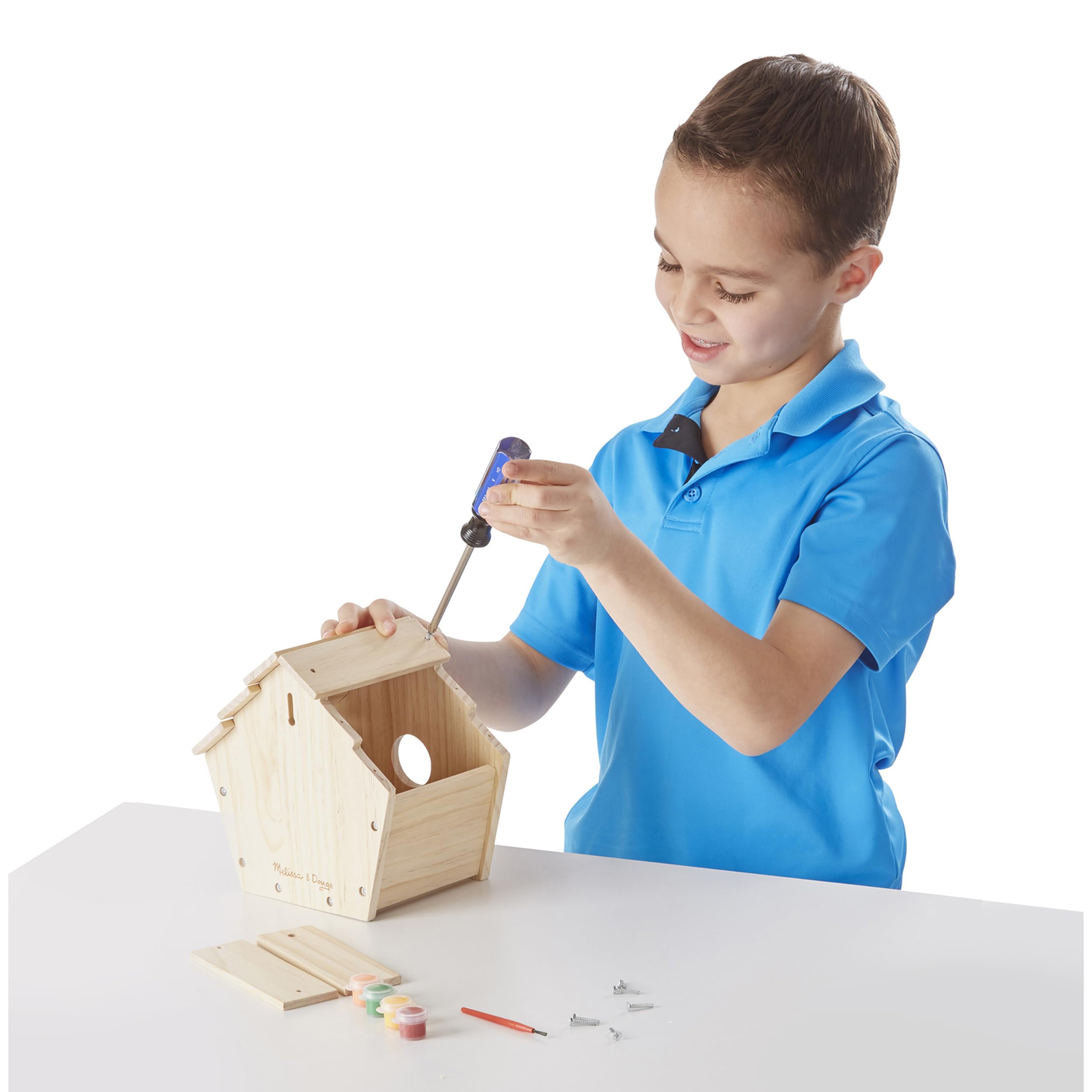 Melissa & Doug Created by Me! Birdhouse Kit – Build and Paint a Wooden Bird House for Kids Ages 4-7