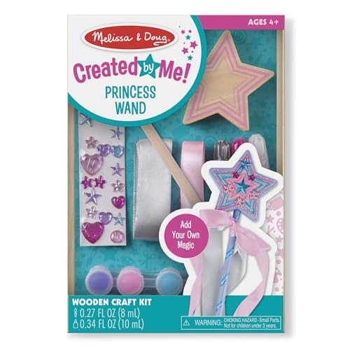 Melissa & Doug Created By Me! Princess Wand Craft Kit – Paint, Gems, Glitter & Ribbons for Kids Ages 4+