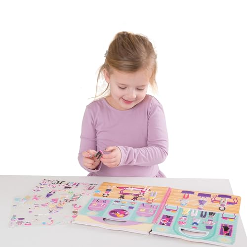 Melissa & Doug Day of Glamour Puffy Sticker Activity Book – 196 Reusable Stickers, 10 Scenes, Travel-Friendly