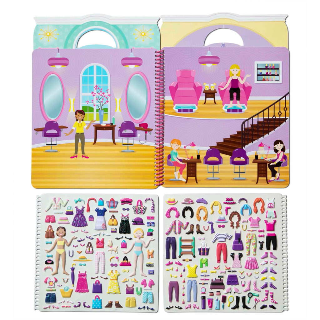 Melissa & Doug Day of Glamour Puffy Sticker Activity Book – 196 Reusable Stickers, 10 Scenes, Travel-Friendly